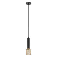 Mikro Cylinder and Mesh Pendant Light in Black/Brass or Brass/Chrome