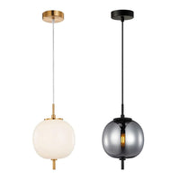 Pino Round Pendant Light in Opal Matte or Smokey Black