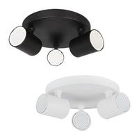 Spot Indoor Surface Mounted LED Spot Light Round 3xGU10 w/ Adjustable Heads in Matte Black or Matte White