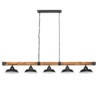 Oldbury 5Lt Pendant Light in Black and Brown Rustic