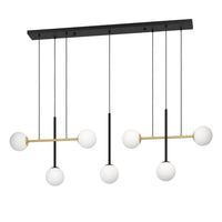Paz Pendant Light 7 Light - Black and Brushed Brass / Opal Glass
