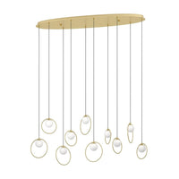 Portocolom LED Pendant Light 10Lt or 17Lt in Brass/Gold and Matt-Opal Glass