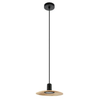 Mayazes LED Pendant Light in Black/Natural Wood