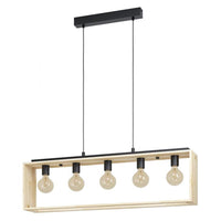 Famborough Pendant Light 5Lt in Black/Natural