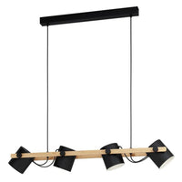 Hornwood Pendant Light 4Lt in Black/Light Wood