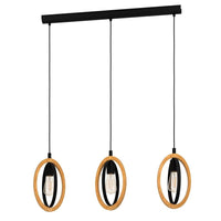 Basildon Bar Pendant Light 3Lt in Black and Brown