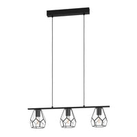 Mardyke Pendant Light 3Lt in Black and Clear