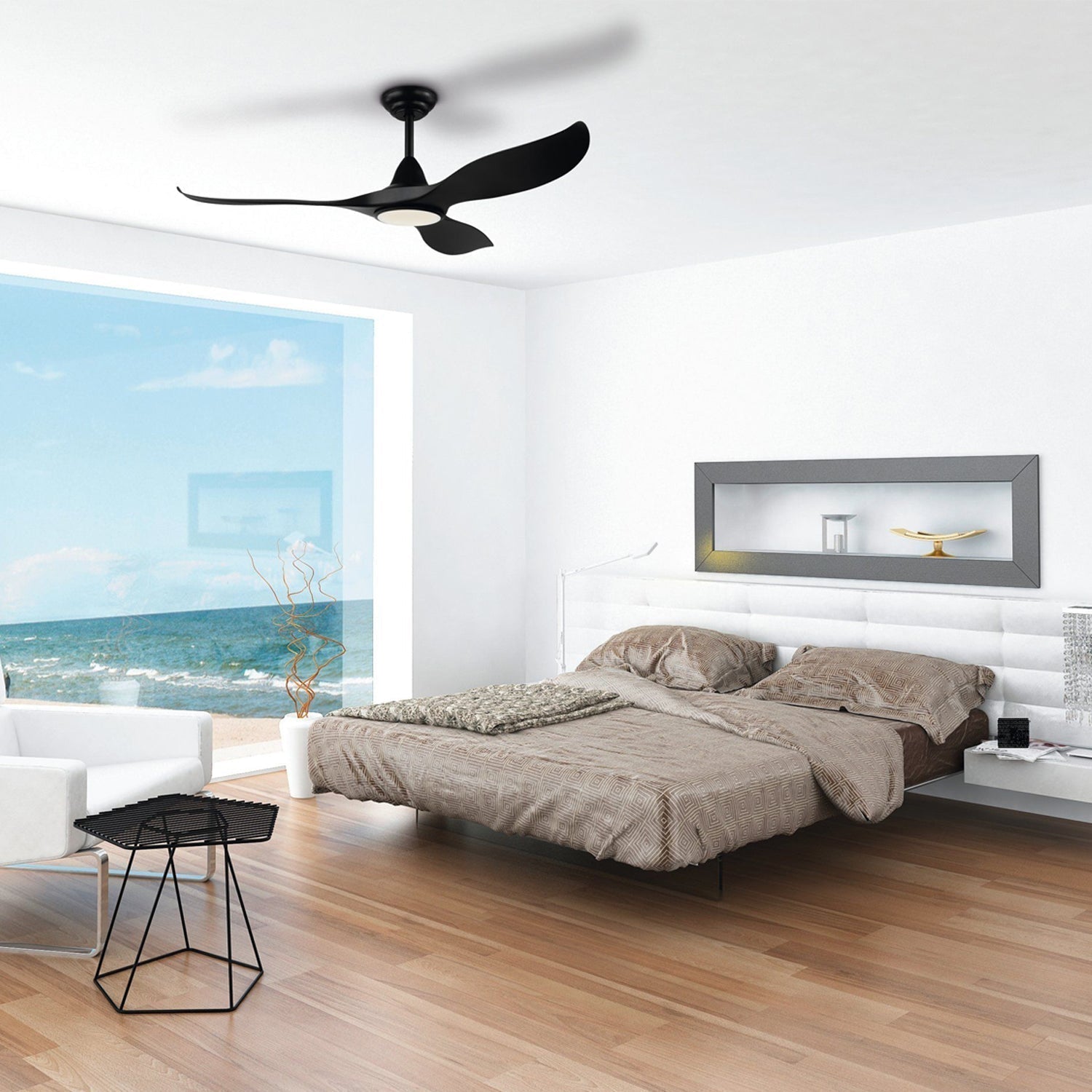 52' Noosa DC Ceiling Fan Black, White, Titanium with Light 202969, 202971, 204747 Eglo Lighting