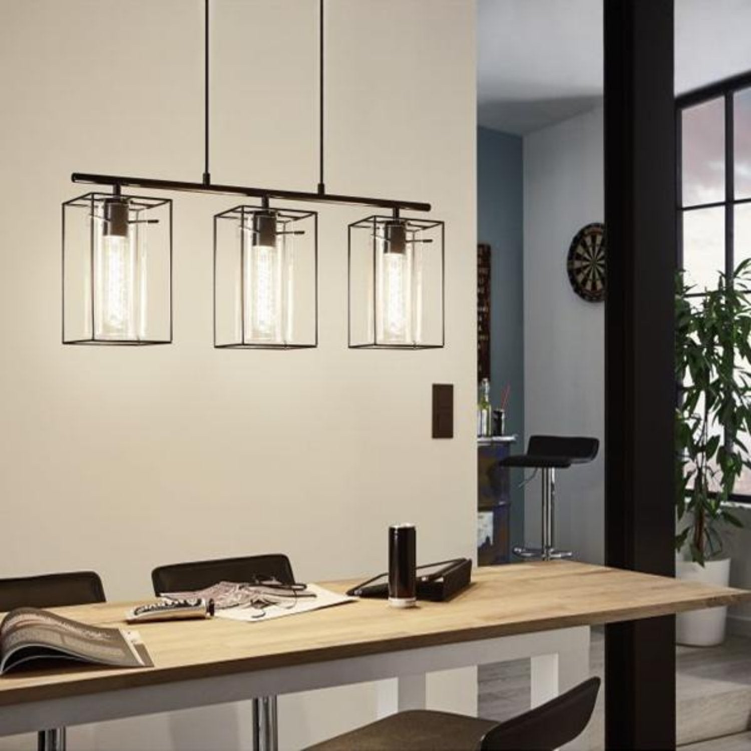 Loncino Cage Black Pendant Light (1-Light or 3-Light)