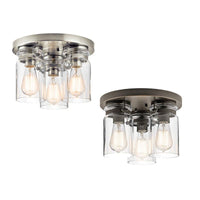 Brinley 3lt Flush Mount Ceiling Light E27 in Brushed Nickel and Old Bronze Elstead Lighting - ELS.KL-BRINLEY-F