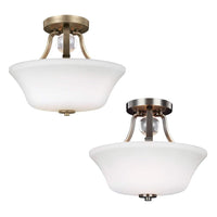 Evington Semi-Flush Ceiling Light 2Lt Sunset Gold, Satin Nickel