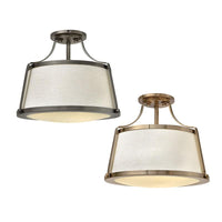 Charlotte 3Lt Semi-Flush Mount Light E27 in Antique Nickel and Brushed Caramel Elstead Lighting - ELS.HK-CHARLOTTE-SF