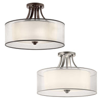 Lacey 4Lt Semi-Flush Mount Ceiling Light in Mission Bronze or Antique Pewter