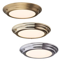 Welland LED Flush Ceiling Light in Aged Brass, Polished Brass or Polished Chrome