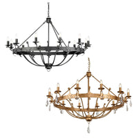 Windsor 12Lt Chandelier E14 in Gold Patina or Graphite
