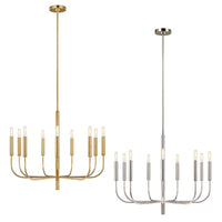 Brianna Chandelier 9Lt Burnished Brass, Polished Nickel