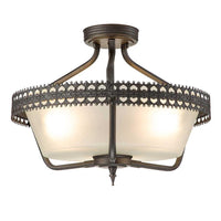 Crown Semi-Flush/Pendant Light 3Lt Iron Gate