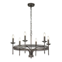 Crown Chandelier 6Lt Iron Gate