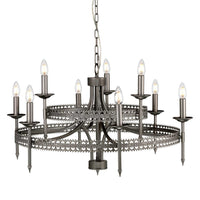 Crown Chandelier 9Lt Iron Gate