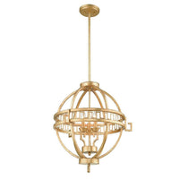 Lemuria Globe Pendant Light 3Lt Distressed Gold