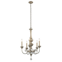 Rosalie 5Lt Chandelier in Sterling Gold