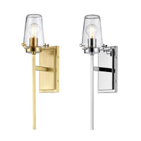 Alton Indoor Wall Light in Brushed Brass or Chrome