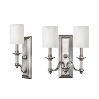 Sussex /2Lt Wall Light E14 in Brushed Nickel Elstead Lighting - ELS.HK-SUSSEX1, ELS.HK-SUSSEX2