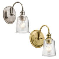Waverly Indoor Wall Light in Classic Pewter or Natural Brass