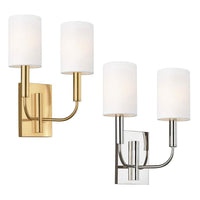 Brianna Indoor Wall Light 2Lt Burnished Brass, Polished Nickel