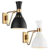 Joan Indoor Wall Light Midnight Black/Burnished Brass, Matt White/Burnished Brass