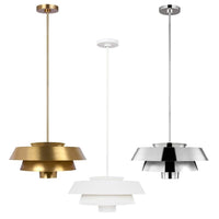Brisbin Pendant Light Burnished Brass, Matt White, Polished Nickel
