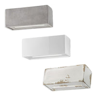 Vague Vintage Rectangle Indoor Wall Light E27/R7s in Cement, Glazed White or Vintage White