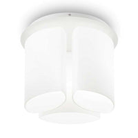 Almond Semi Flush Ceiling Light 3Lt White with Opal Glass