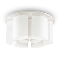 Almond Semi Flush Ceiling Light 9Lt White with Opal Glass