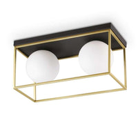 Lingotto Ceiling Light 2Lt in Black/Brass