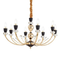 Vanity Chandelier 8Lt in Matt Black and Gold