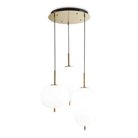 Umile 3Lt LED Pendant Light in Satin Gold and White