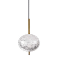 Decor LED Pendant Light 7w in Satin Brass/Clear