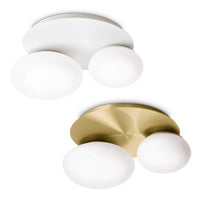 Ninfea Ceiling Light 2Lt in White or Satin Brass