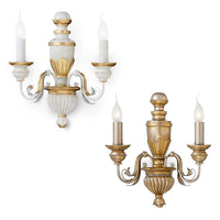 Firenze Indoor Wall Light 2Lt in White, Gold