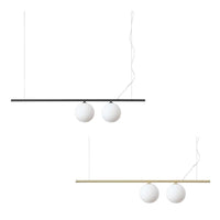 Perline 2Lt Pendant Light in Matt Black or Satin Brass