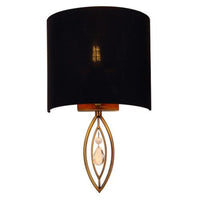 Autumn Brass Metal and Fabric Indoor Wall Light - Black and Brass, PL0079