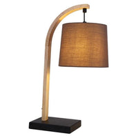 Alexa Timber Table Lamp - Grey, Linen Shade Lamp, 460mm High, PL0142