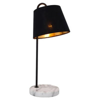 Aaliyah Elegant Harmony, Marble Table Lamp - Black, Linen Shade, 450mm High, PL0156
