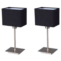 Ruby Modern Metal Table Lamp (Set of 2) - Black, White, Fabric Shade, 350mm High, PL0225