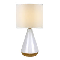 Aurora Elegant Tapered Ceramic Table Lamp - White, Linen Shade, 400mm High, PL0194