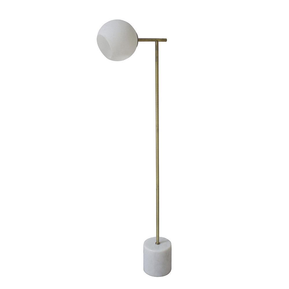 Brooklyn Elegant Marble Floor Lamp - Gold, Glass Shade, 1270mm High, PL0019