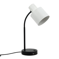 Mackenzie Contemporary, Metal Table Lamp - Black Base, White Shade Lamp, 450mm High, PL0131