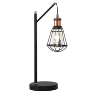 Brooklyn Industrial Elegance, Metal Table Lamp - Black, Wire Cage Lamp, 490mm High,