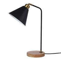 Hailey Classic Metal and Wood-Grain Table Lamp - Black or White, 460mm High, PL0209